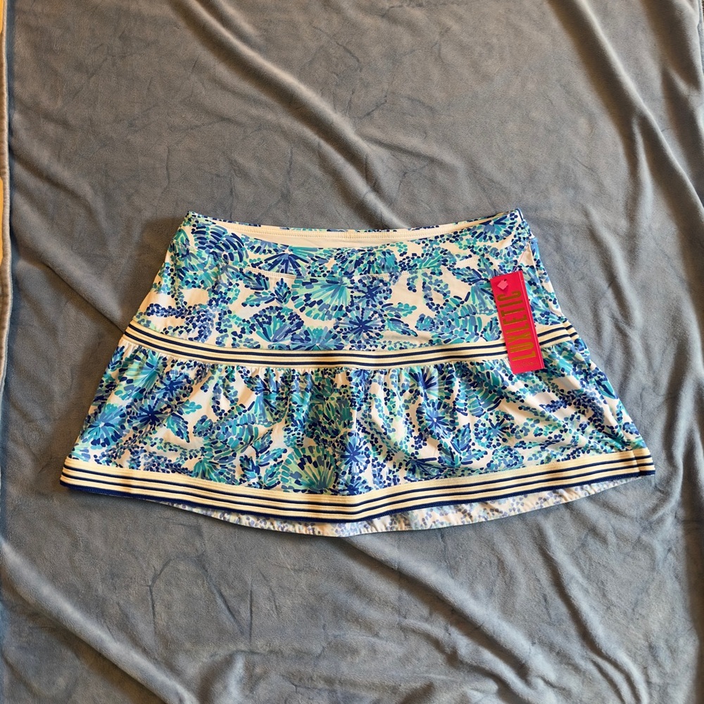 NWT LILLY PULITZER Dara Tennis Skort Turquoise Oasis Shell Me You Love Me Size L
